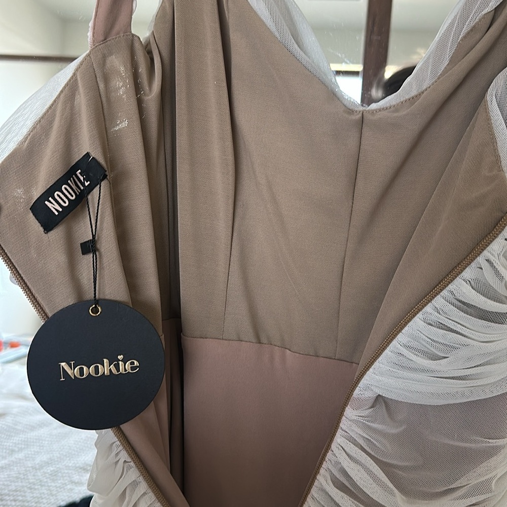 Nookie “Dita” Mesh Midi White/Nude Dress M NWT - Picture 11 of 12